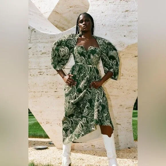 Mara Hoffman Violetta Cotton Fall collection green midi dress - Picture 5 of 10